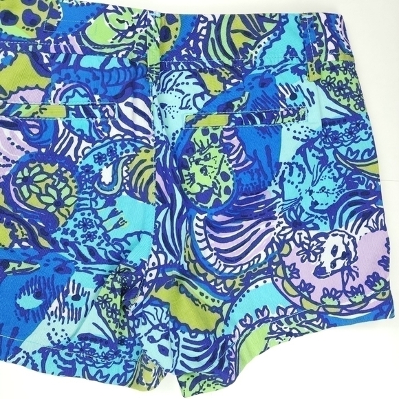 🔴 Lilly Pulitzer The Callahan Short Blue Purple White Shorts Sz 4 - Picture 2 of 9